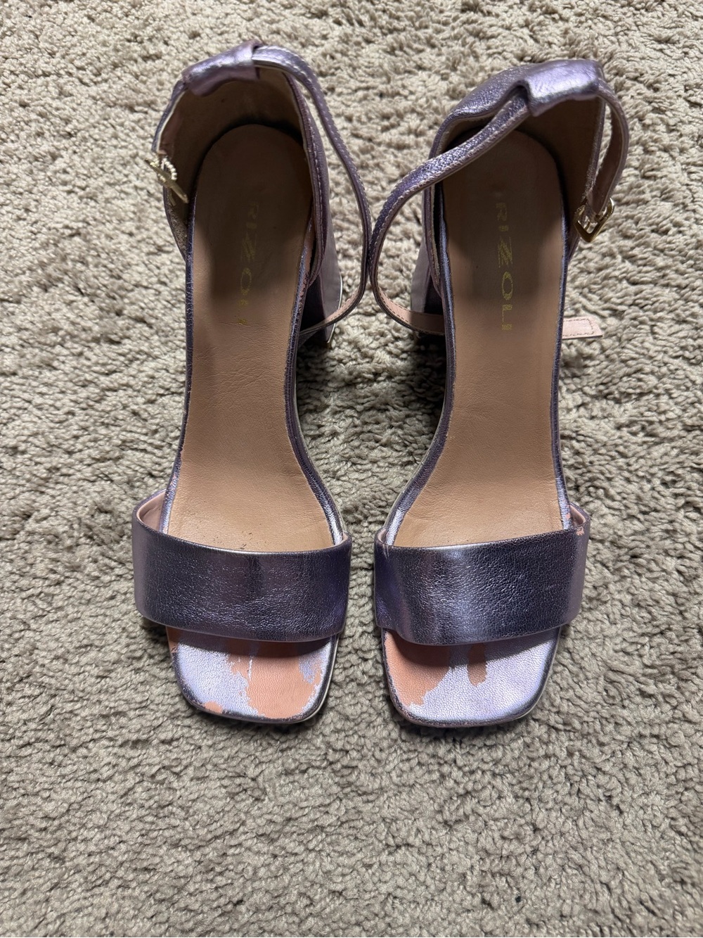 Rizzoli Metallic Lavender Ankle-Strap Block Heel Sandals - Women